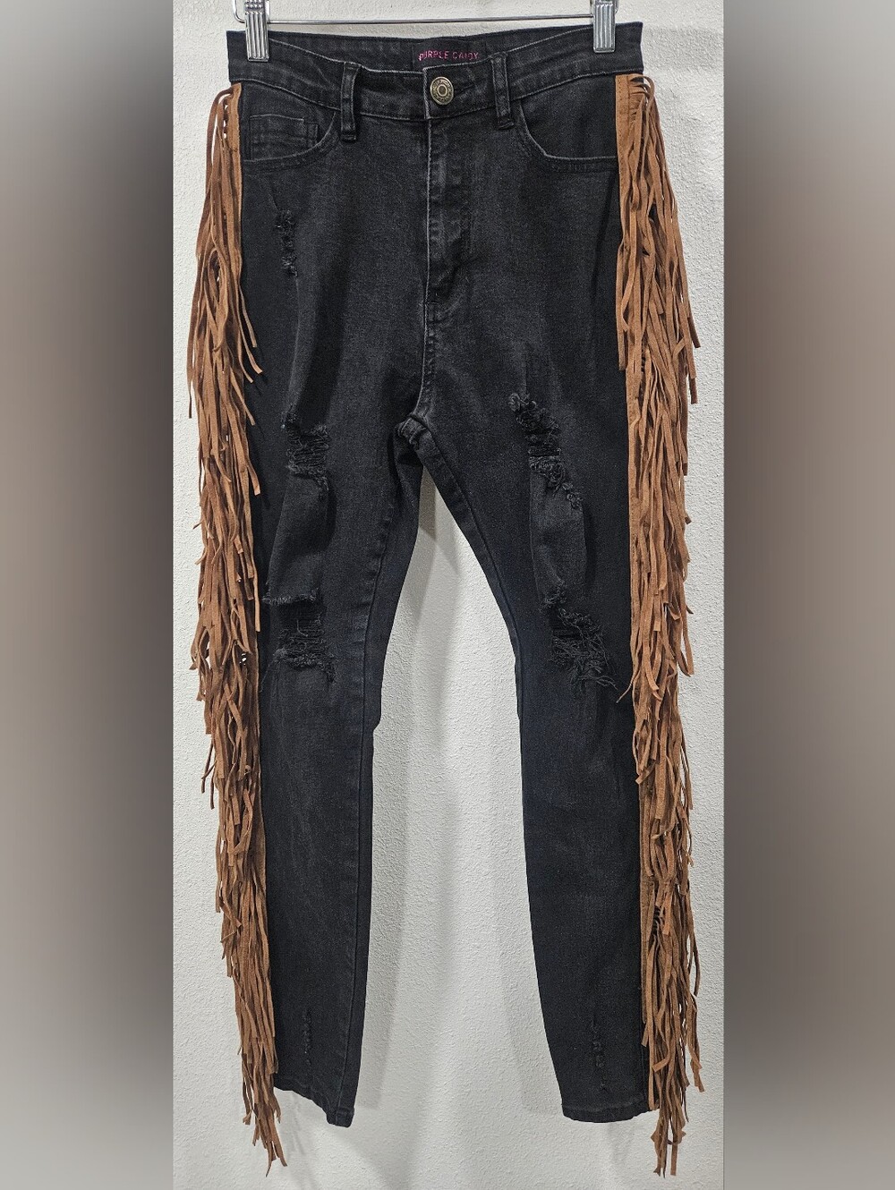 Purple Candy Fringe Distressed Womens Medium